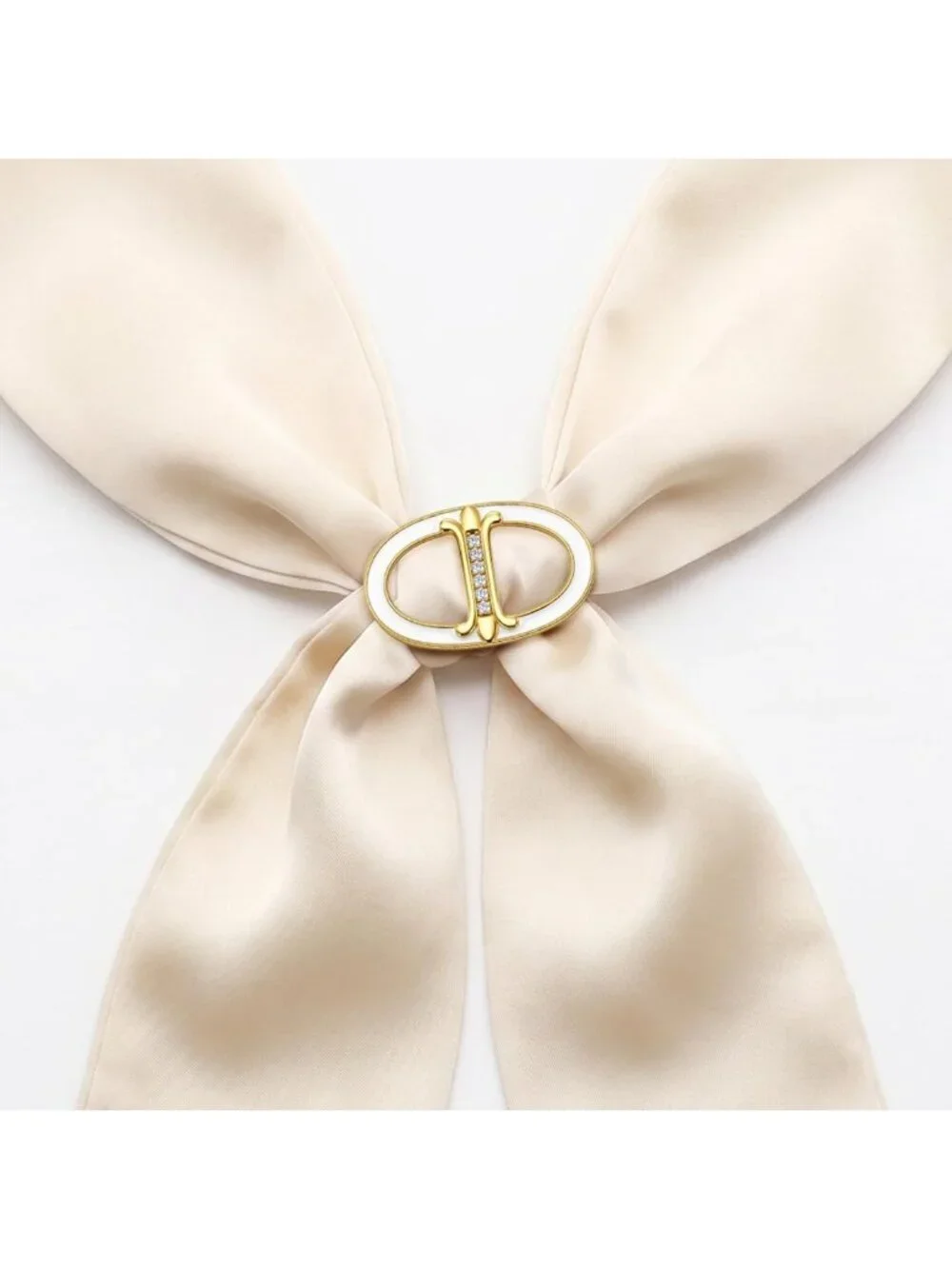 Elegant Oval Silk Scarf Ring, 18K Gold Plated Accessory for Women